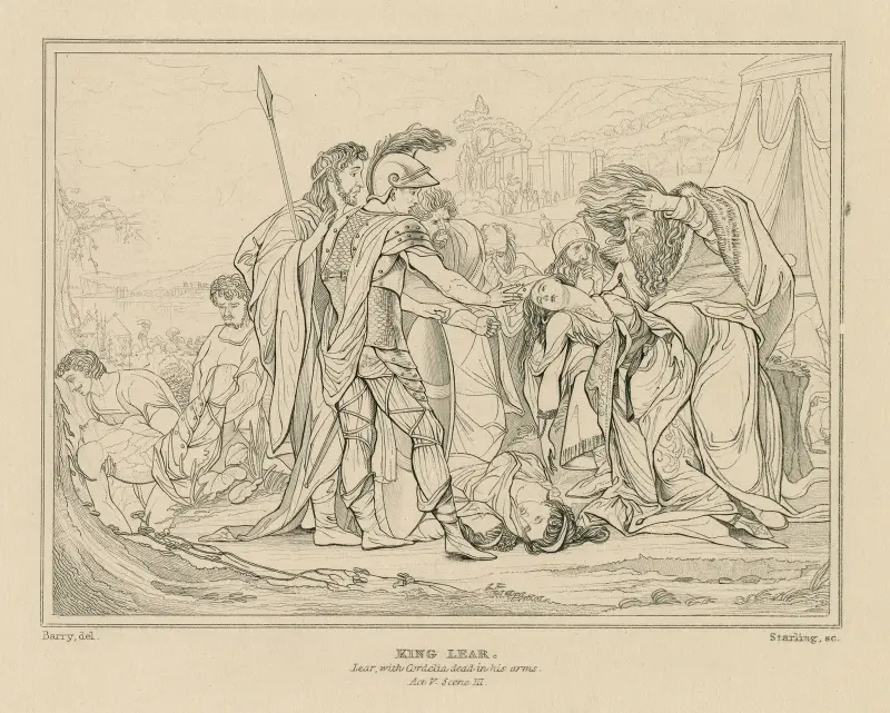 Kung Lear, Lear med Cordelia död i sina armar, akt V scen III av William Francis Starling