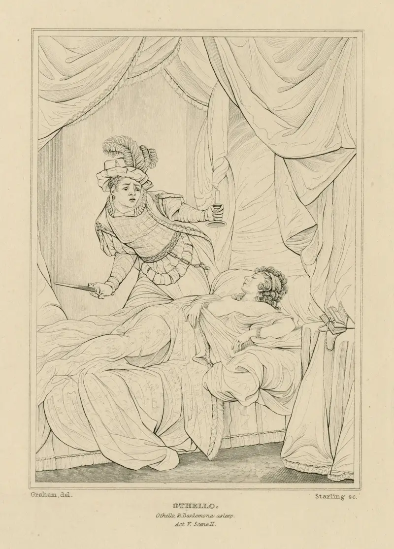 Othello, Othello & Desdemona, asleep, act V, scene II av William Francis Starling