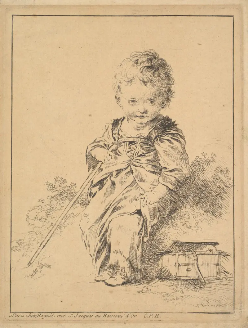 Child Holding Staff av François Boucher