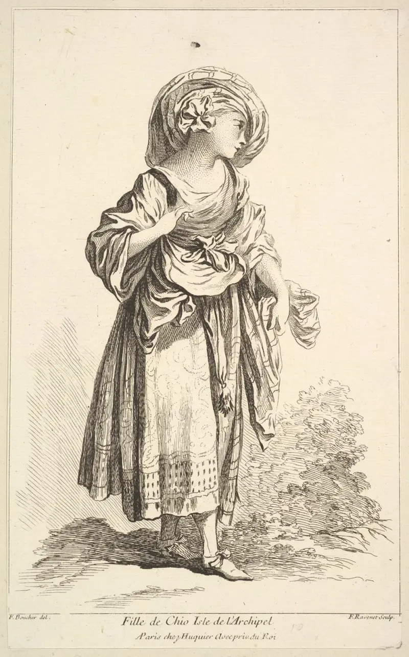 Flicka från Cio på ön i skärgården, platta 10 av François Boucher