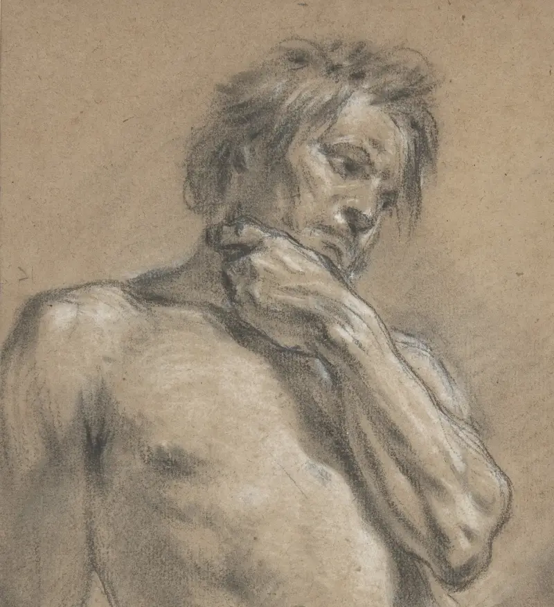 Halvfigurstudie av en man av François Boucher