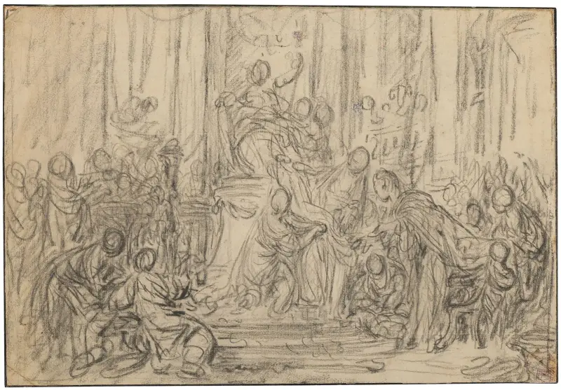 Hekabe och Kassandra offrar en tyg till Minerva av François Boucher
