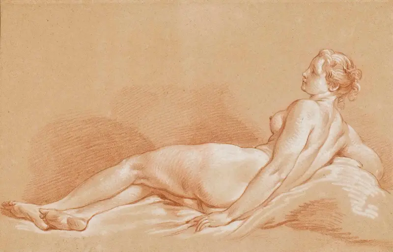 Liggande ung kvinna av François Boucher