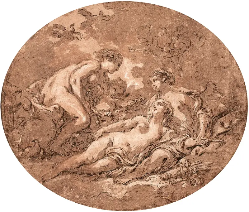 De tre gracerna och kärleken av François Boucher