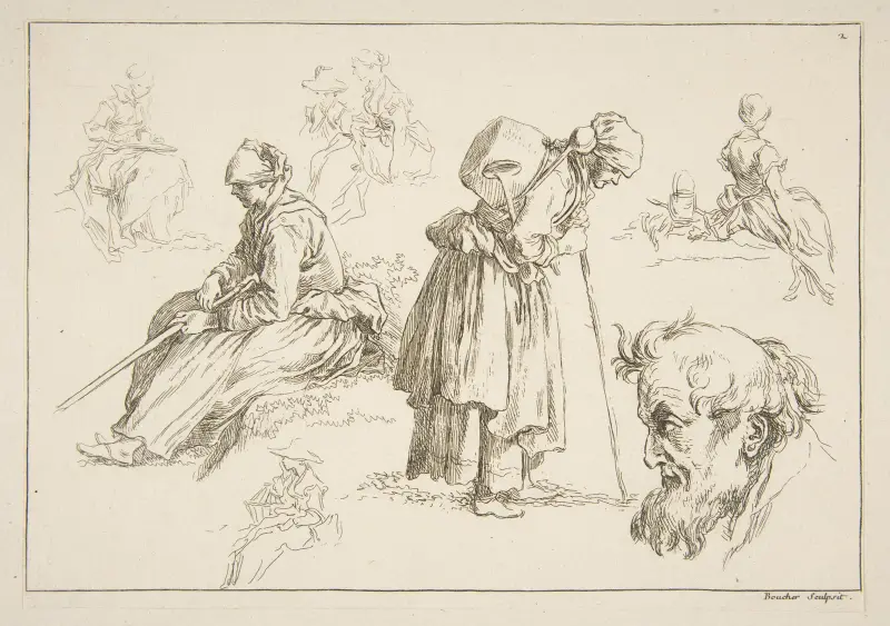 Studienbuch nach Blomarts Originalzeichnungen, Pl. 2 von François Boucher