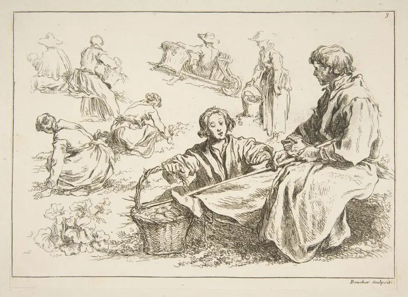 Studiebok efter Blomarts originalteckningar Pl.03 av François Boucher