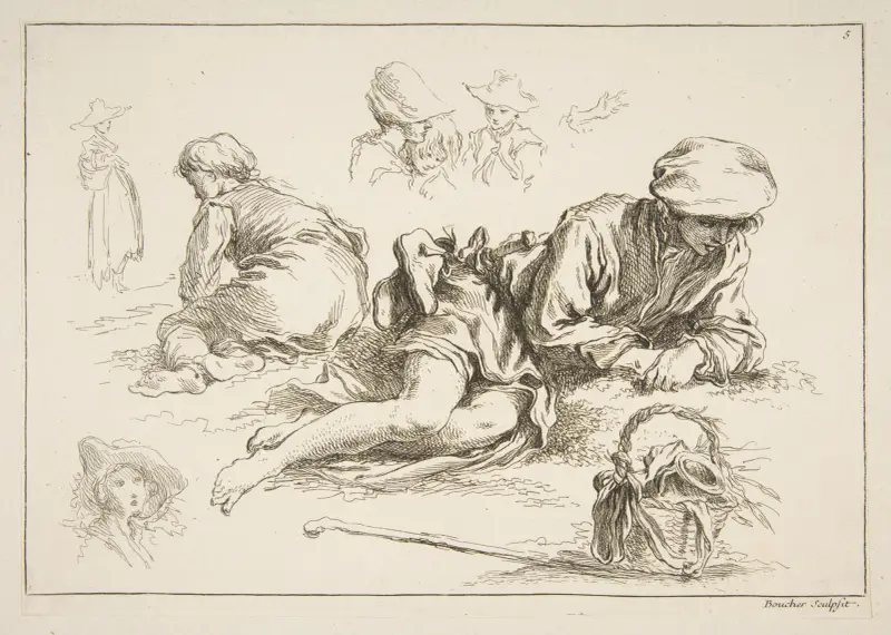 Studiesamling efter Blomarts originalteckningar, pl. 05 av François Boucher