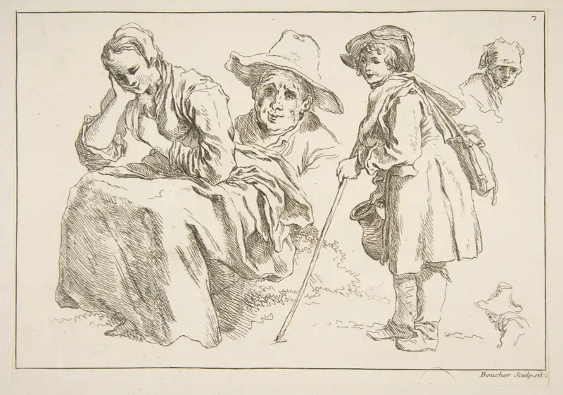 Livre d’étude d’après les desseins originaux de Blomart Pl.07 av François Boucher