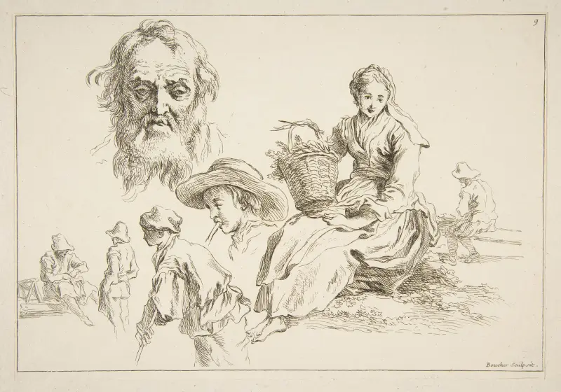 Livre d’étude d’après les desseins originaux de Blomart Pl.09 av François Boucher