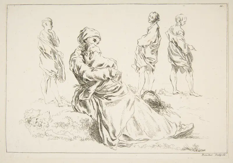 Studiebok efter Blomarts originalteckningar Pl.10 av François Boucher