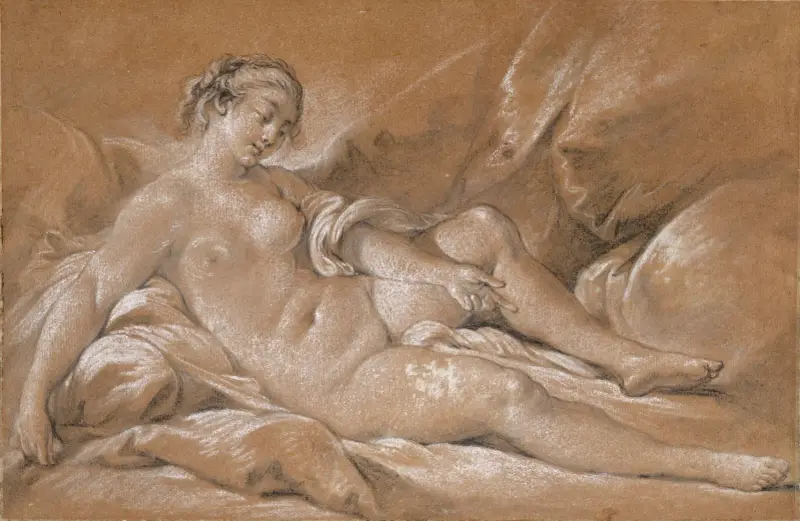 Liggande nakenstudie av François Boucher