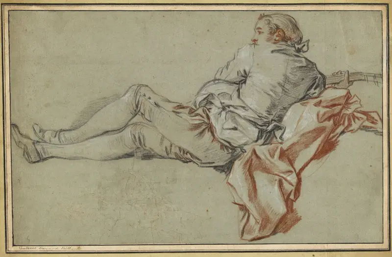 Liggande manlig figur av François Boucher