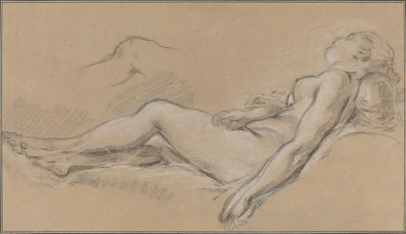 Liggande nymf av François Boucher
