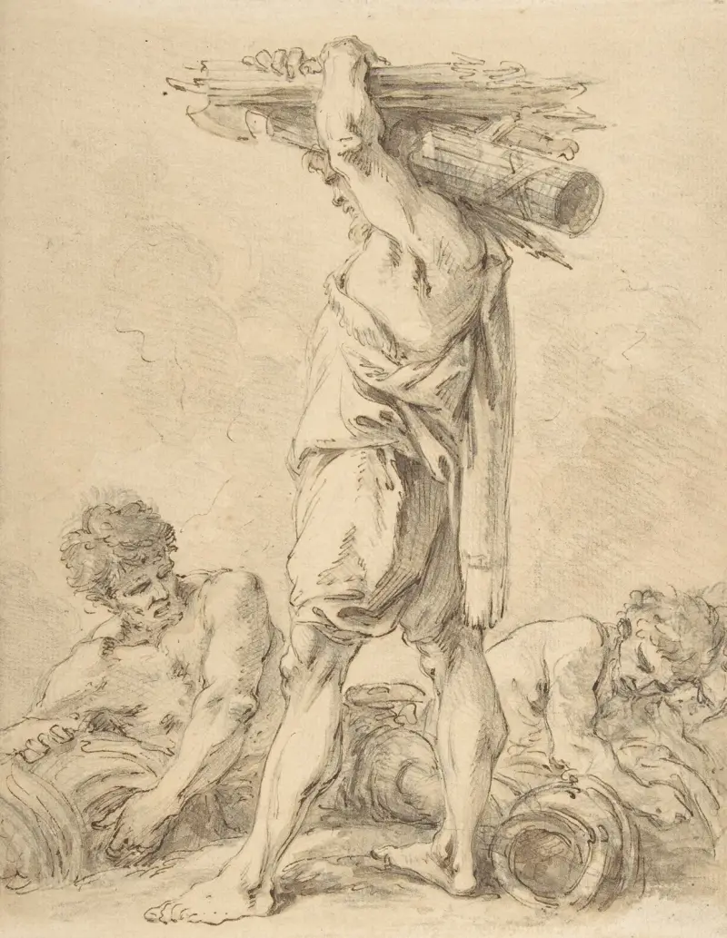 Stående man bärande fasces och vapen av François Boucher