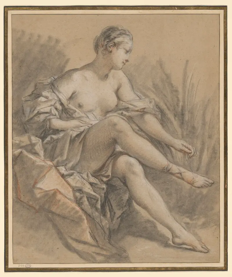 Studie till figuren Diana av François Boucher