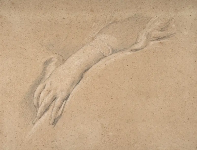 Studie av Madame de Pompadours vänstra hand av François Boucher