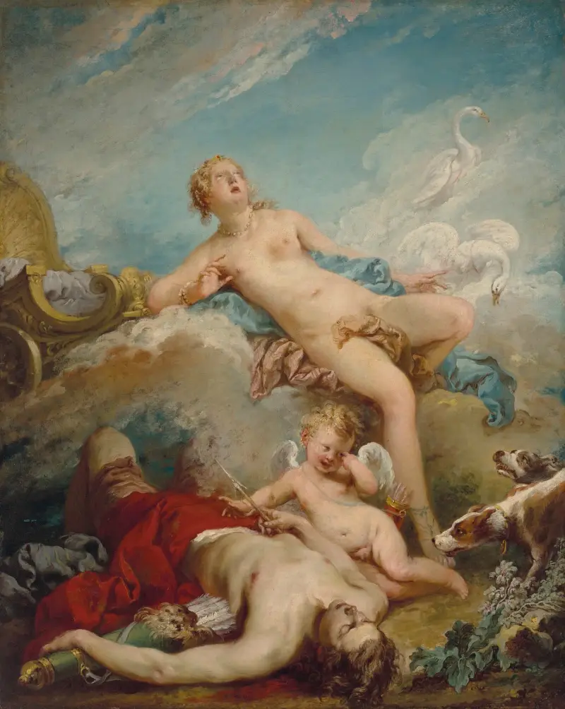 Venus upptäcker den döde Adonis av François Boucher