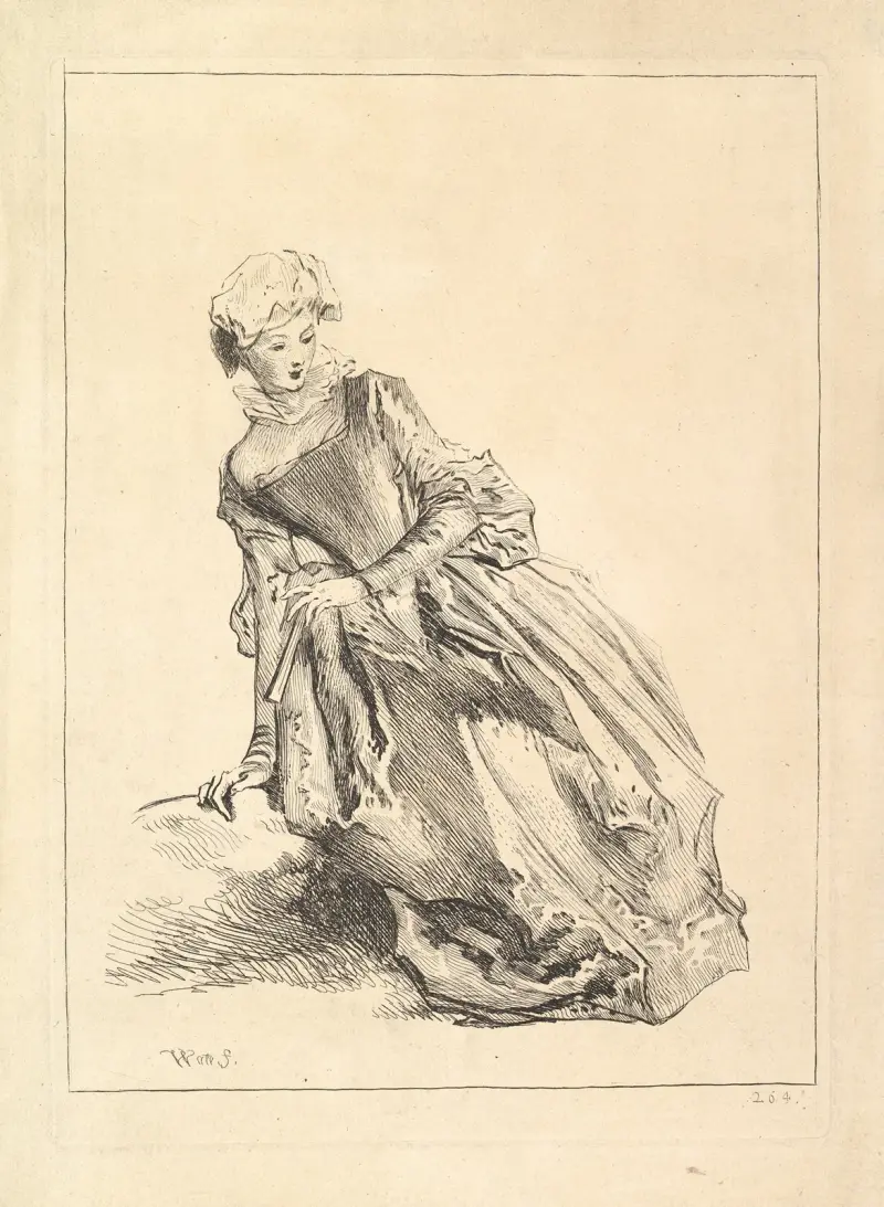 Kvinna lutad åt vänster av François Boucher