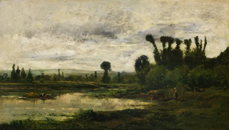 Oiseflodens stränder, åskväder av Charles François Daubigny