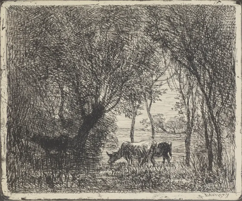 Kühe im Wald von Charles François Daubigny