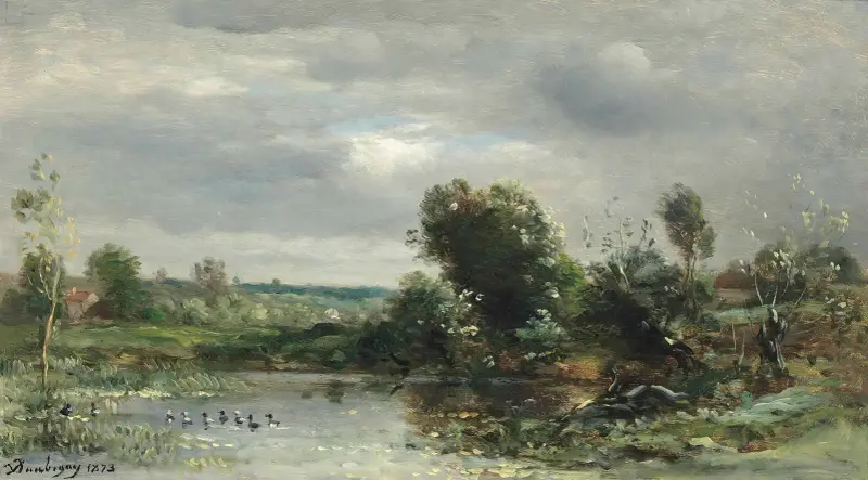 Ällingar på en sjö av Charles François Daubigny