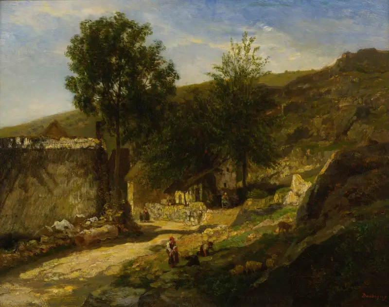 Infart till byn av Charles François Daubigny