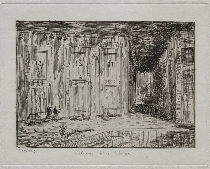 Interiör av ett värdshus av Charles François Daubigny