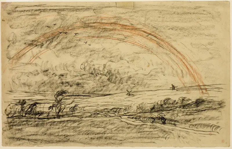 Landskap med regnbåge av Charles François Daubigny
