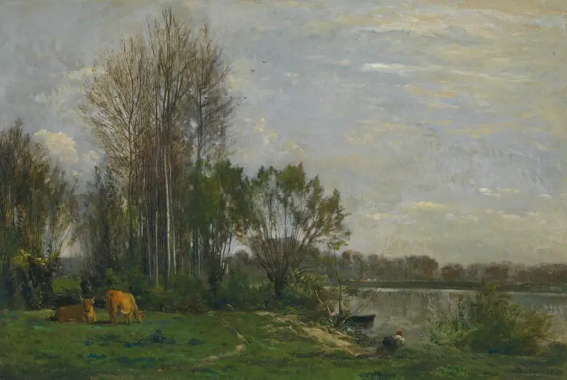 Oise-flodens strand av Charles François Daubigny
