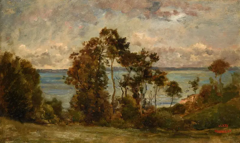 Les Hauts de Villerville Titre inscrit à l’inventaire Paysage av Charles François Daubigny