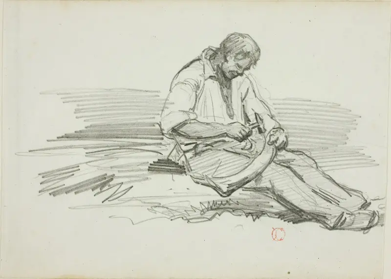 Man som slipar lie av Charles François Daubigny
