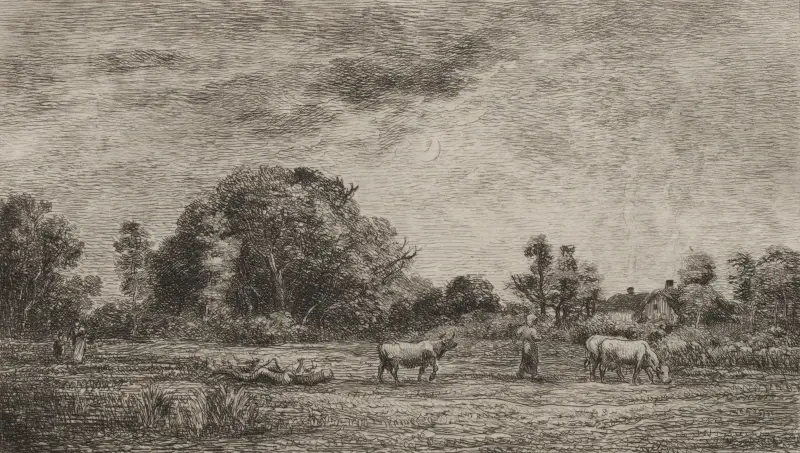 Månuppgång av Charles François Daubigny