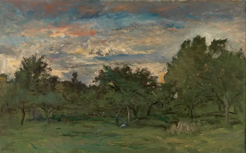 Trädgård om natten av Charles François Daubigny