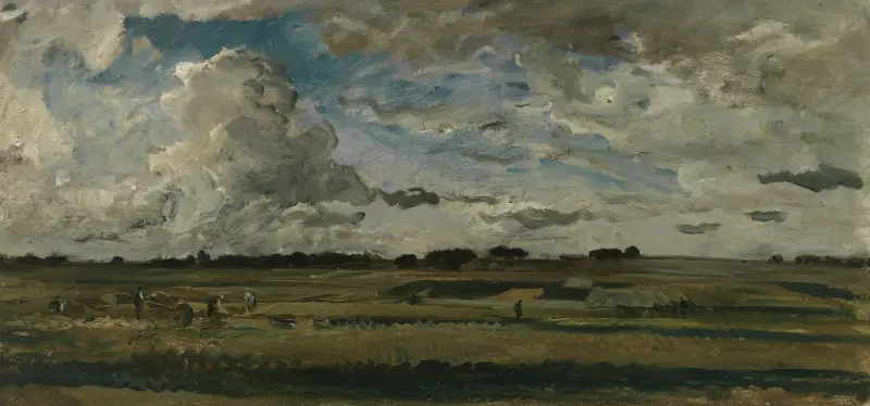 Skördearbetare i landskap av Charles François Daubigny
