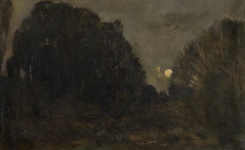 Uppstigande måne i Barbizon av Charles François Daubigny