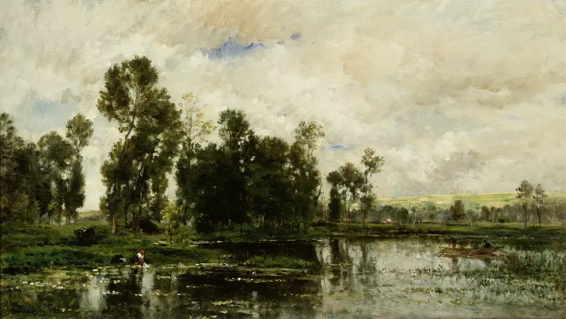 Vid dammens kant av Charles François Daubigny