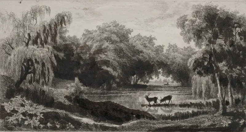 Dammen med hjortar av Charles François Daubigny