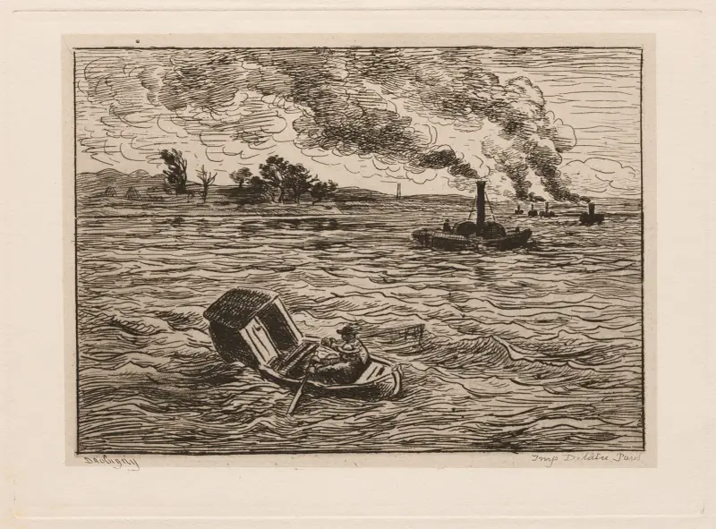 The Steamboats or Watch Out for the Steamers av Charles François Daubigny