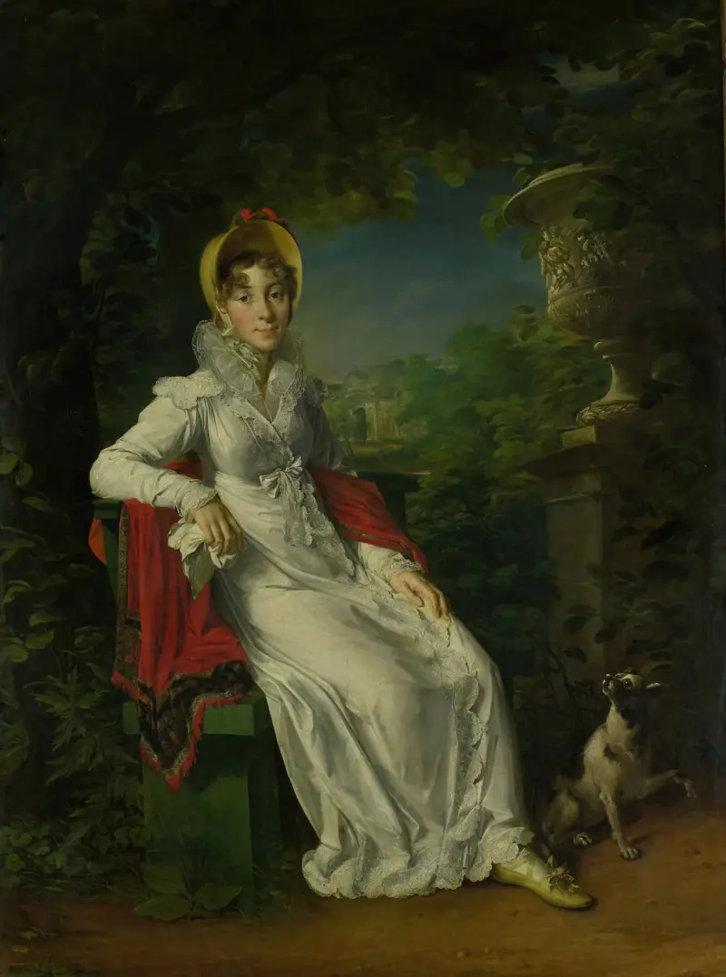 Carolina Ferdinanda Louisa of Sicily (1798-1870). Wife of Charles Ferdinand, Duc de Berry, in the Park of Bagatelle in the Bois de Boulogne (near Paris) av François Gérard