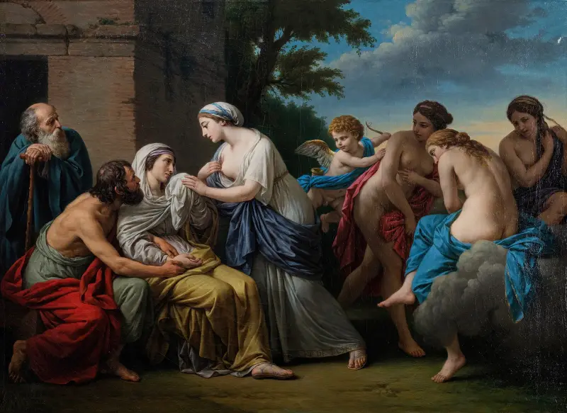 Die Freundschaft tröstet das Alter über den Verlust der Schönheit und das Dahinscheiden der Freuden von Louis-Jean-François Lagrenée