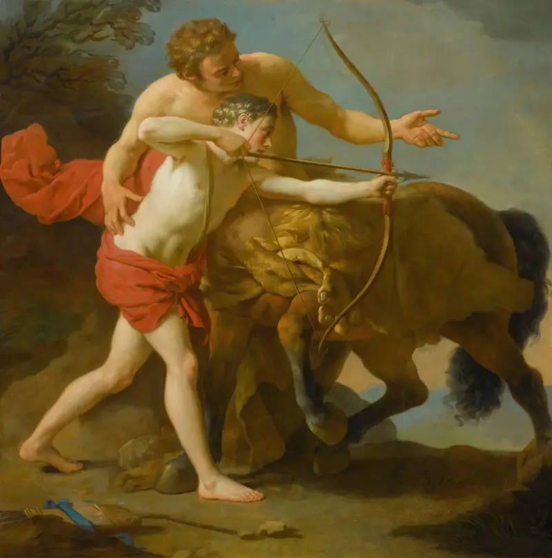 The Centaur Chiron Instructing Achilles av Louis-Jean-François Lagrenée