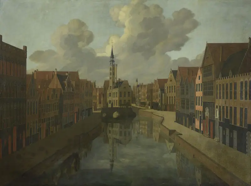 The Spiegelrei in Bruges av Pierre Francois Ledoulx