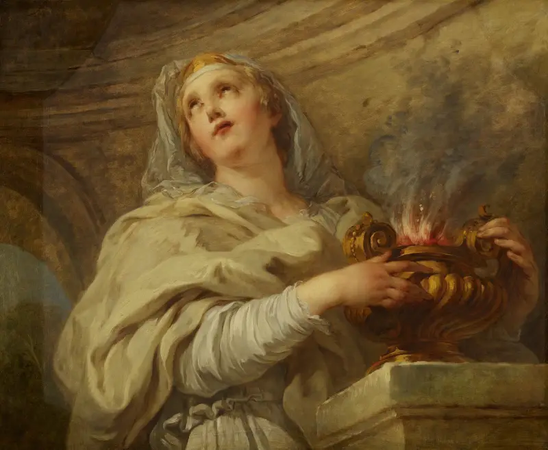 A Vestal Virgin Tending Fire av François Lemoyne