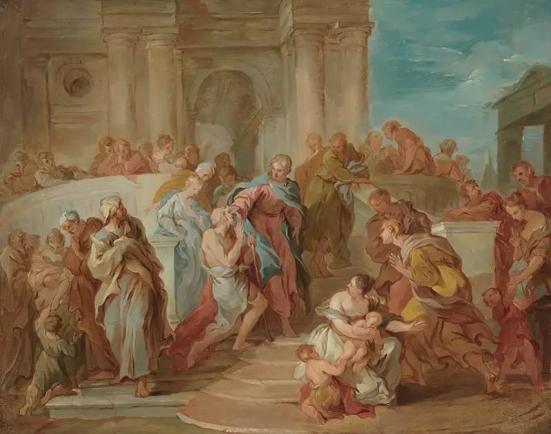 Christ healing the blind man av François Lemoyne