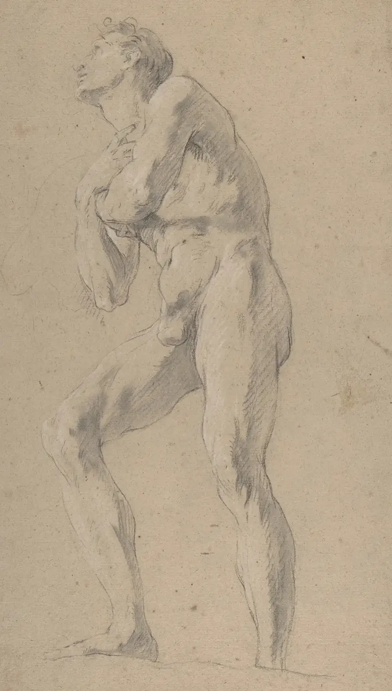 Standing Male Nude Seen from Below av François Lemoyne