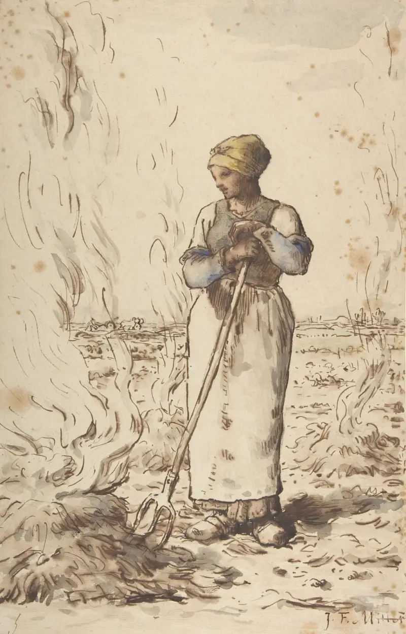 A Woman Burning Weeds av Jean-François Millet