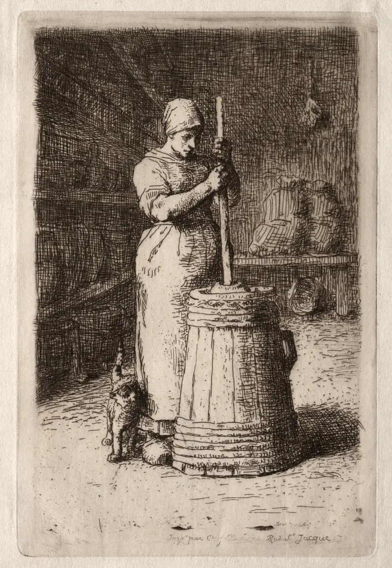 Eine butternde Frau von Jean-François Millet