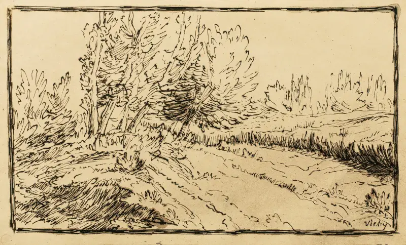 Stig på landsbygden vid Barbizon, Vichy av Jean-François Millet