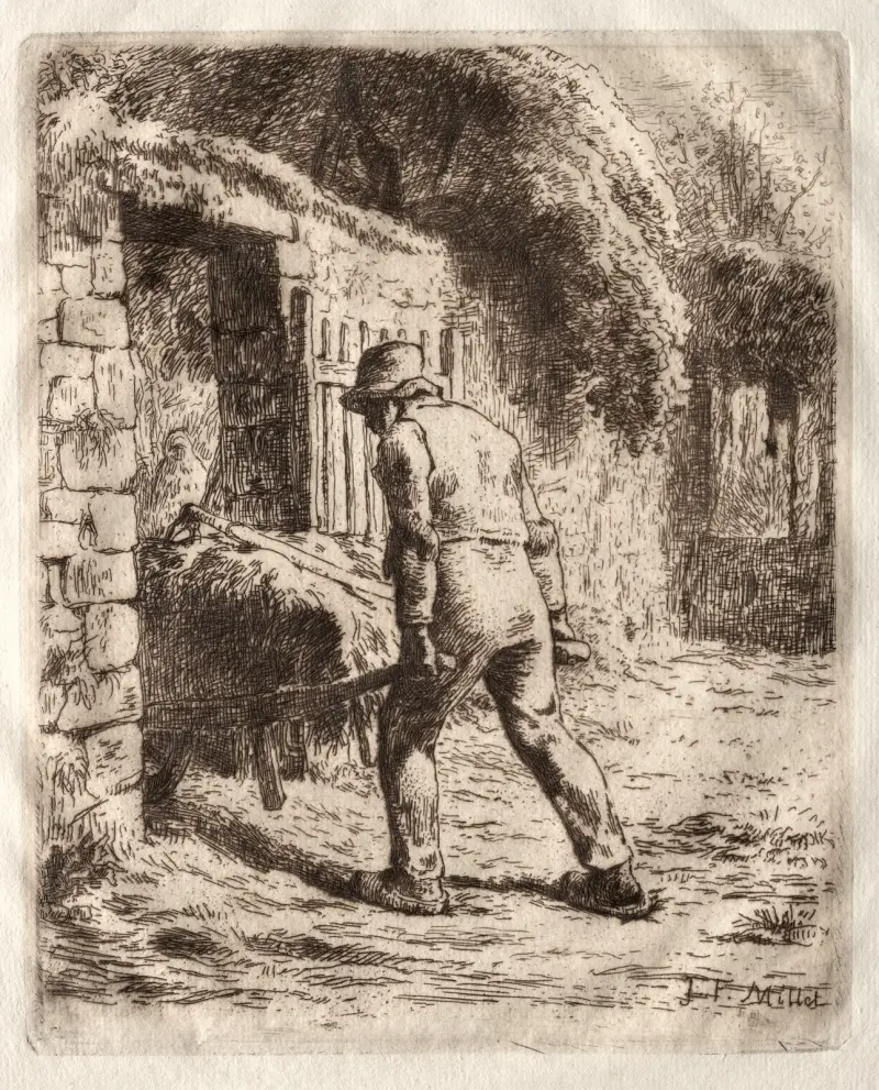 Bauer mit Schubkarre von Jean-François Millet