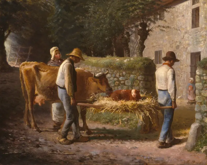 Peasants Bringing Home a Calf Born in the Fields av Jean-François Millet